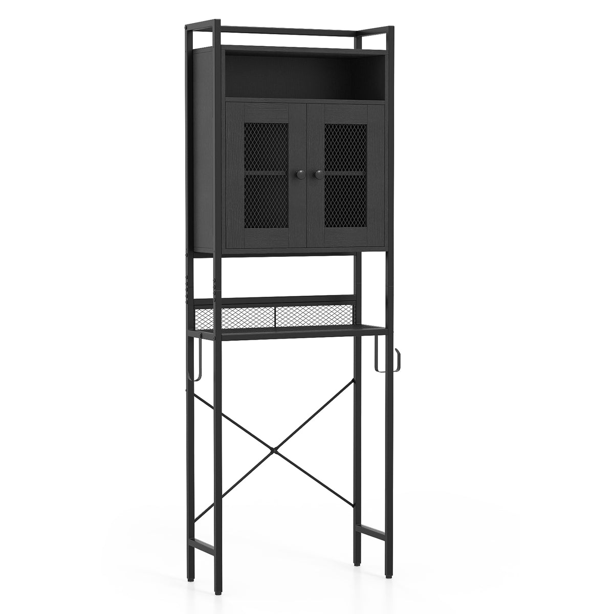 Over-The-Toilet Storage Cabinet with Heavy-Duty Metal Frame 2-door Freestanding, Black Bathroom Etagere at Gallery Canada