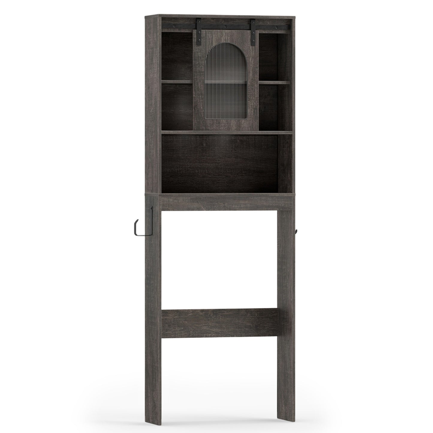 Over Toilet Storage Cabinet With Sliding Barn Door, Open Shelves, Oak Bathroom Etagere at Gallery Canada