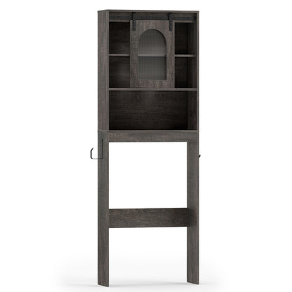 Over Toilet Storage Cabinet With Sliding Barn Door, Open Shelves, Oak Bathroom Etagere at Gallery Canada
