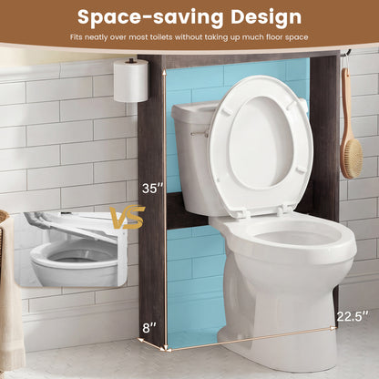 Over Toilet Storage Cabinet With Sliding Barn Door, Open Shelves, Oak Bathroom Etagere at Gallery Canada