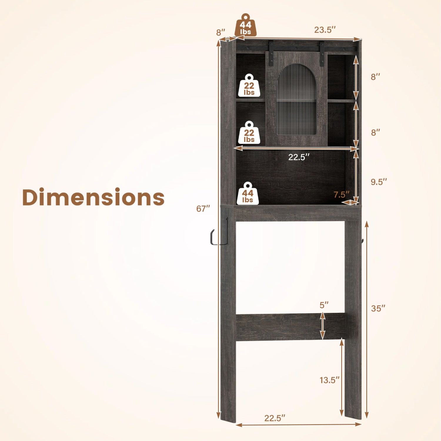Over Toilet Storage Cabinet With Sliding Barn Door, Open Shelves, Oak Bathroom Etagere at Gallery Canada