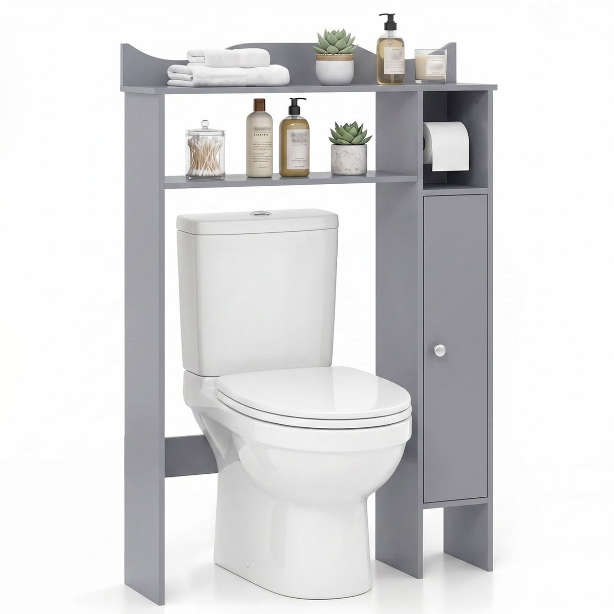 Over The Toilet Storage Cabinet, Toilet Paper Holder, Gray Bathroom Etagere at Gallery Canada