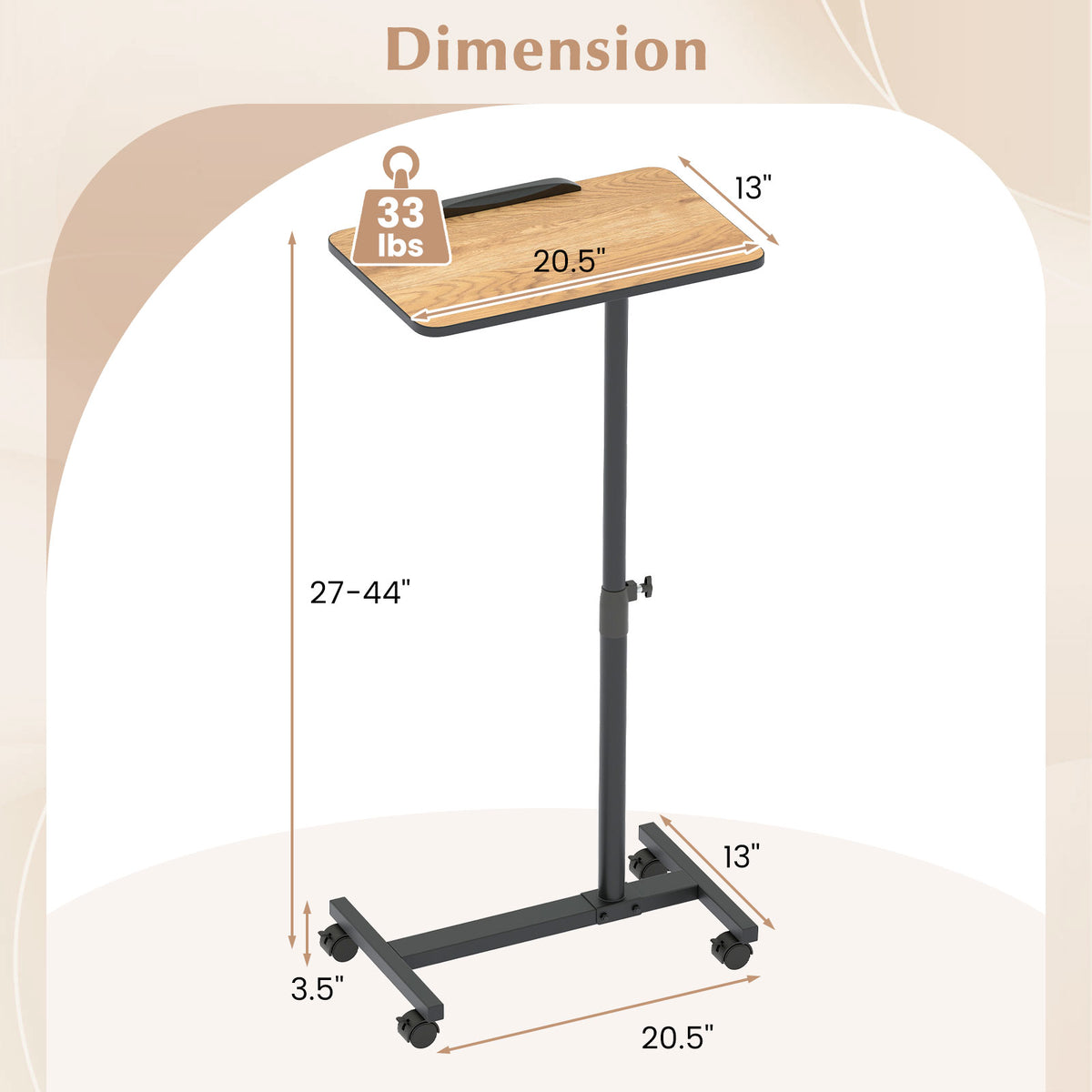 Overbed Rolling Food Tray Table, Natural End & Side Tables at Gallery Canada