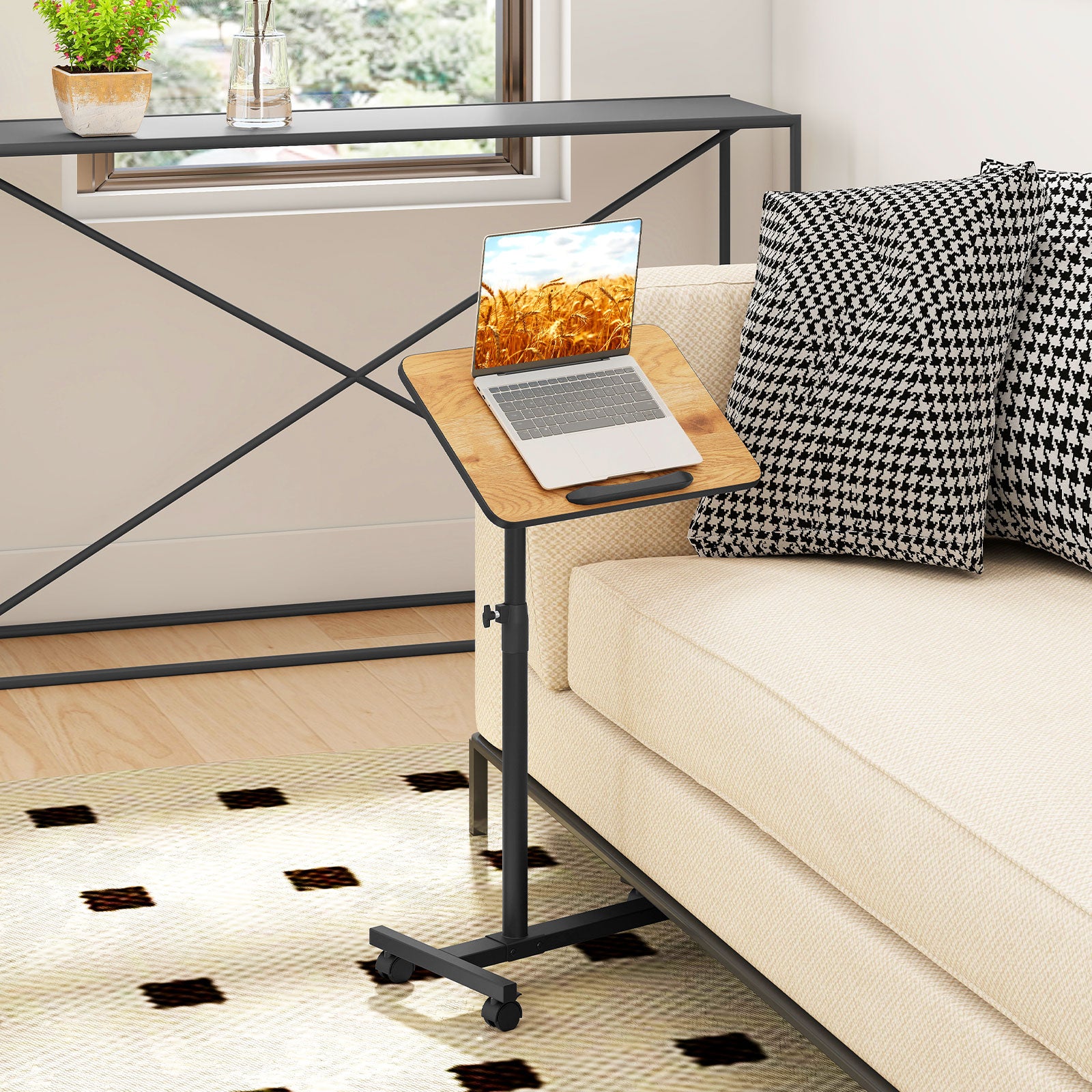Overbed Rolling Food Tray Table, Natural End & Side Tables at Gallery Canada