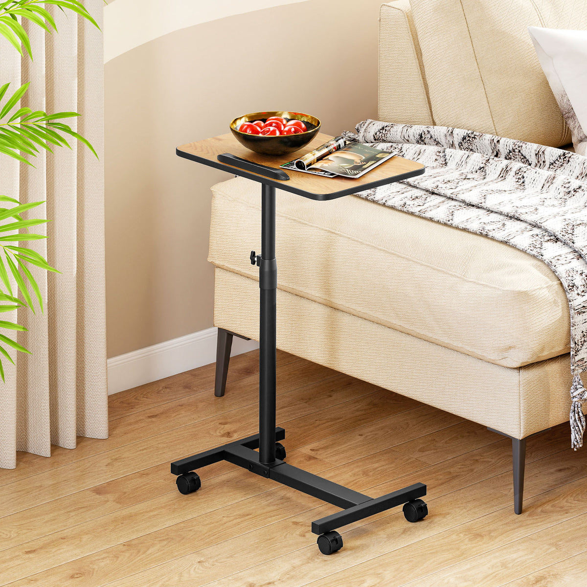 Overbed Rolling Food Tray Table, Natural End & Side Tables at Gallery Canada