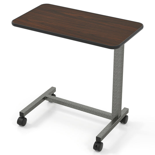 Overbed Table with Locking Wheels, H-Shaped Base, Walnut Laptop Tables & Printer Stands Walnut at Gallery Canada