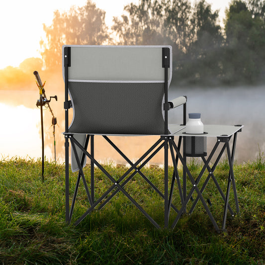 Oversized Camping Chair with Side Table and 2 Storage Pockets, Gray Camping Furniture Gray at Gallery Canada