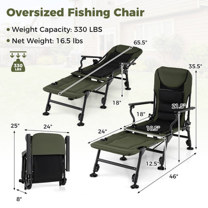 Oversized Foldable Fishing Chair with Detachable Footrest, Green Camping Furniture at Gallery Canada