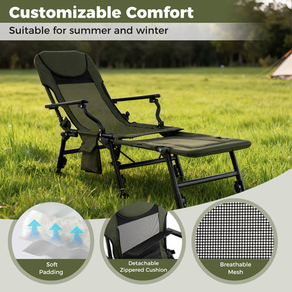 Oversized Foldable Fishing Chair with Detachable Footrest, Green Camping Furniture at Gallery Canada