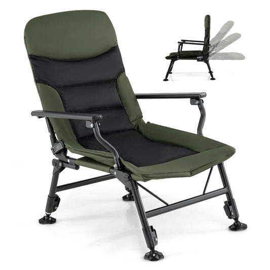 Oversized Foldable Fishing Chair for Adults with Armrest, Green Camping Furniture Green at Gallery Canada