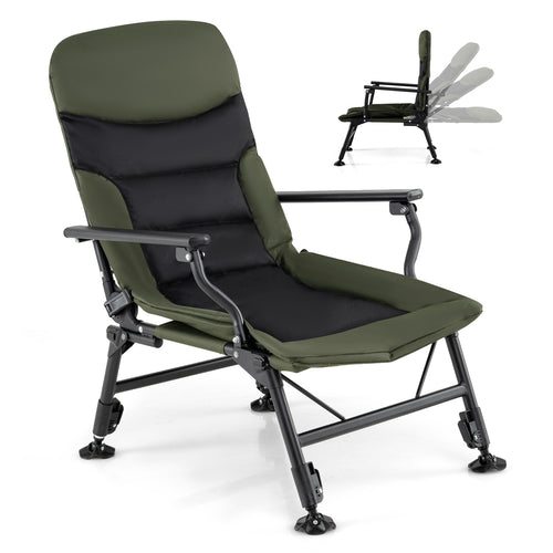 Oversized Foldable Fishing Chair for Adults with Armrest, Green