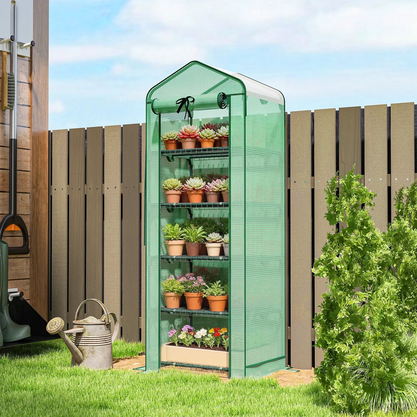 Mini Greenhouse With Screen Roof, 27.6" x 19.7" x 75.6", Green Portable Greenhouses at Gallery Canada