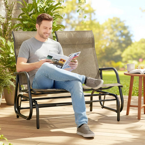 Outdoor Glider Bench, 2 Person, Brown