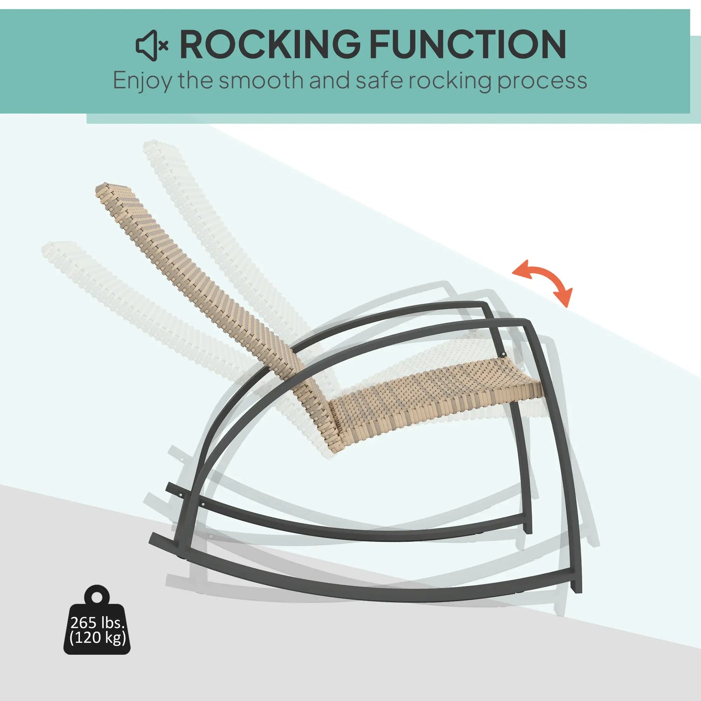2 Wicker Patio Rocking Chairs, Rattan Outdoor Set, Khaki Outdoor Rocking Chairs at Gallery Canada