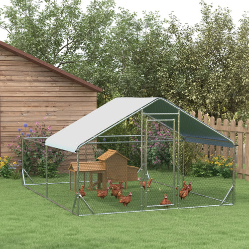 Large Metal Chicken Coop, Walk-in Poultry Cage, 13.1' x 9.8' x 6.4'