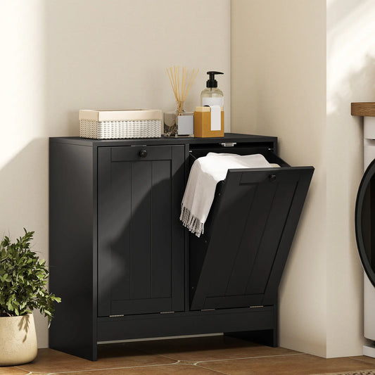Tilt-Out Laundry Cabinet, 2 Compartments, Black Tilt Out Laundry Cabinets Black at Gallery Canada