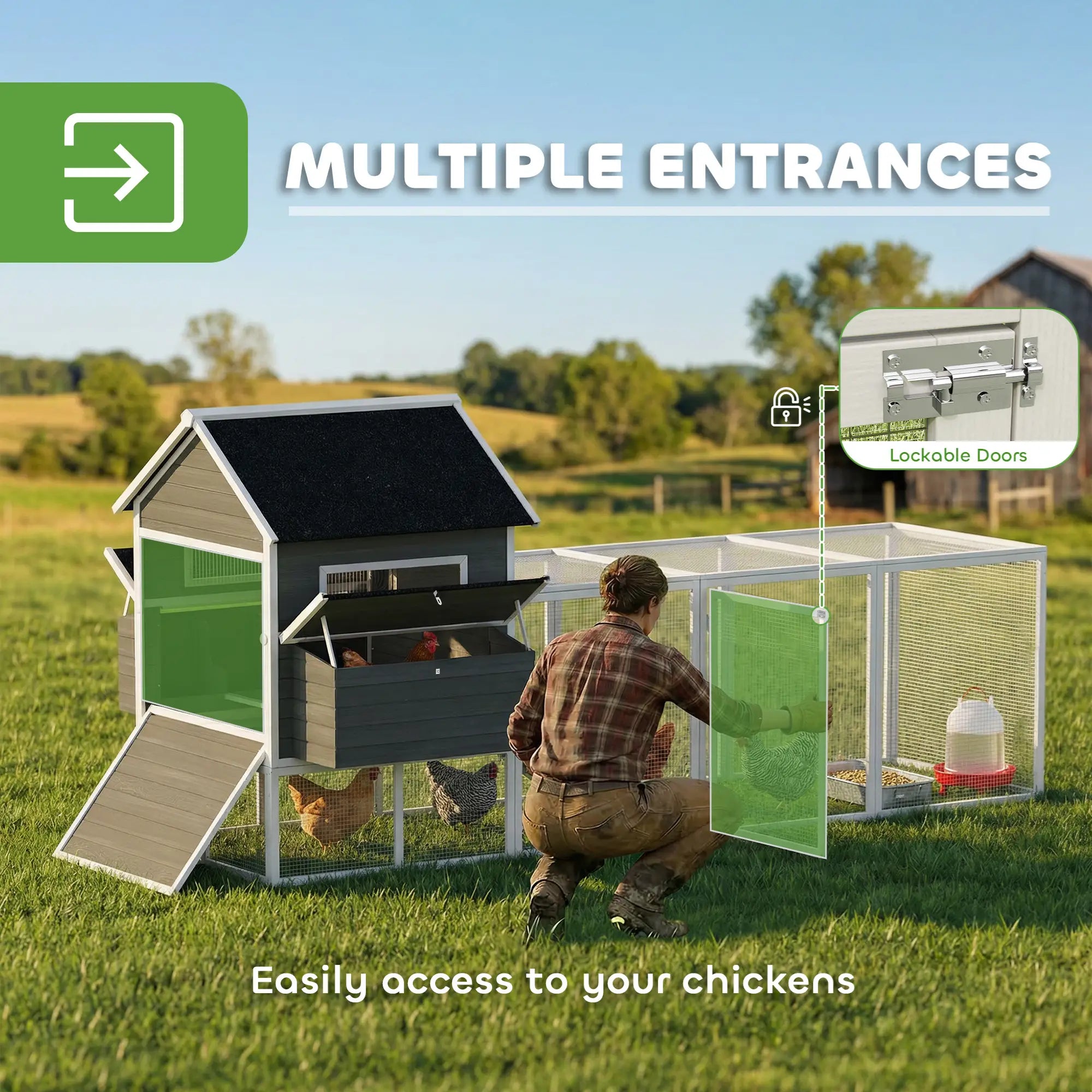 Wooden Chicken Coop With Run, Nesting Box, 137