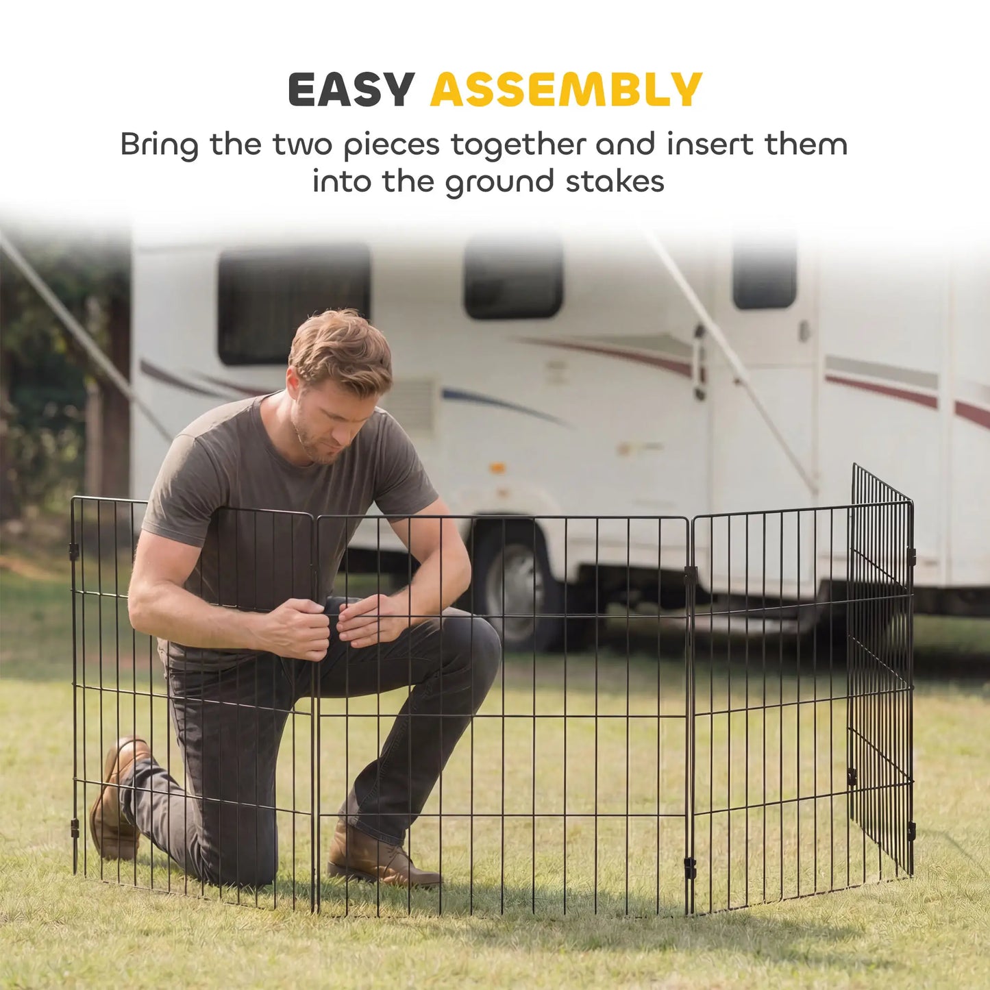 Foldable Metal Dog Playpen, Expandable Pet Fence, 20" x 24", 8 Panels, Black Dog PlayPens at Gallery Canada
