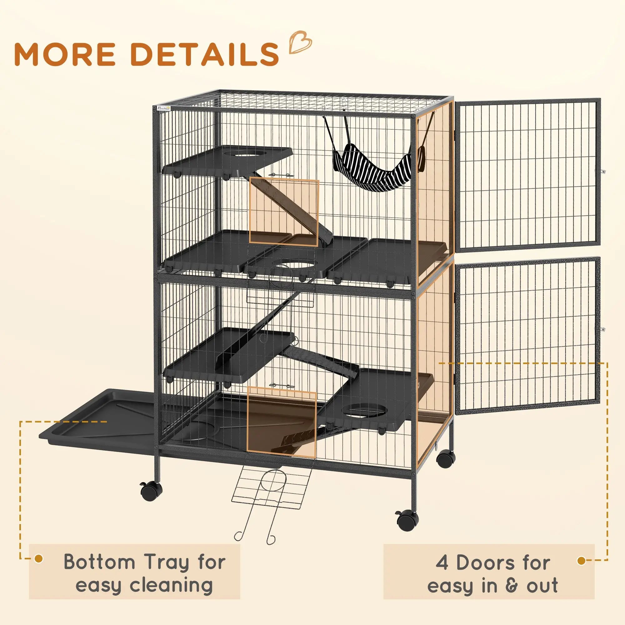 5-Tier Rolling Small Animal Cage, Guinea Pig Cage, Ferret Cage, Grey Houses & Habitats at Gallery Canada