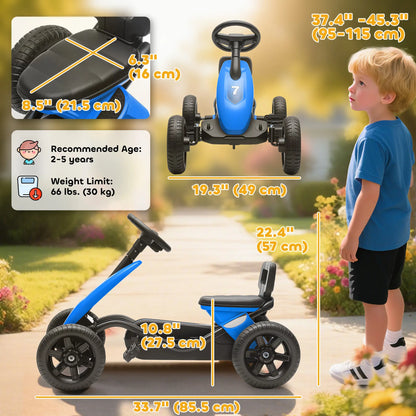 Kids Pedal Go Kart, 2-5 Years, Silent EVA Wheels, Metal Frame, Blue Pedal Go Karts for Kids at Gallery Canada