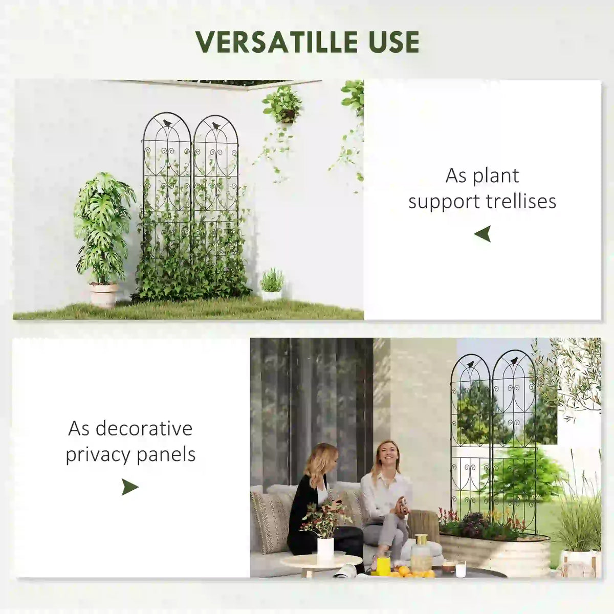 Metal Garden Trellis Set, Bird Design, 19.7" W x 70.9" H, Black Plant Stands at Gallery Canada