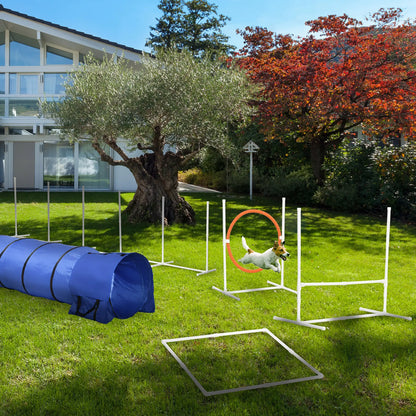 5Pcs Dog Agility Training Set, 8.7KG, Tunnels, Jump Ring, Weave Poles Dog Agility Training Equipment at Gallery Canada