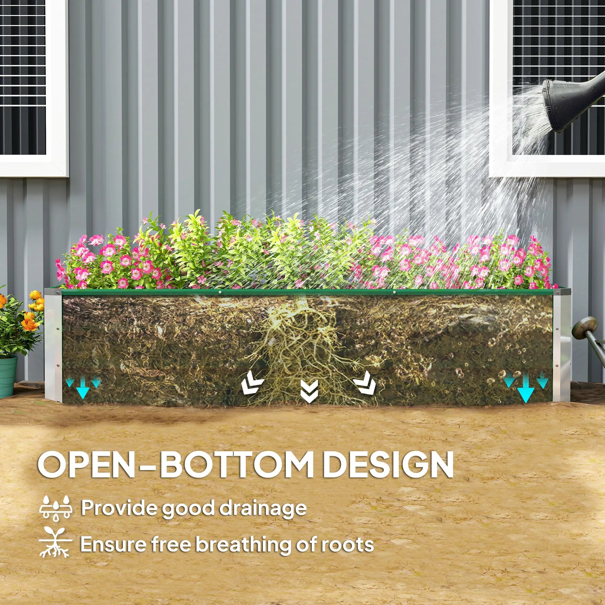 6' x 1.5' x 1.3' Galvanized Raised Garden Bed, Large Metal Planter Box, Green Galvanized Planter Boxes at Gallery Canada