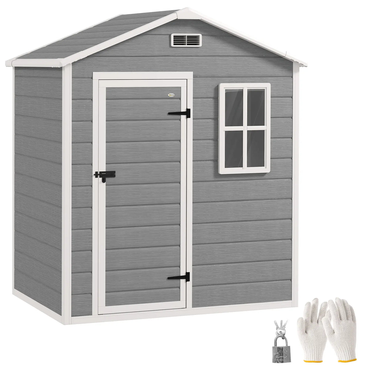 6' x 4' Plastic Garden Shed, Waterproof, Grey Sheds at Gallery Canada