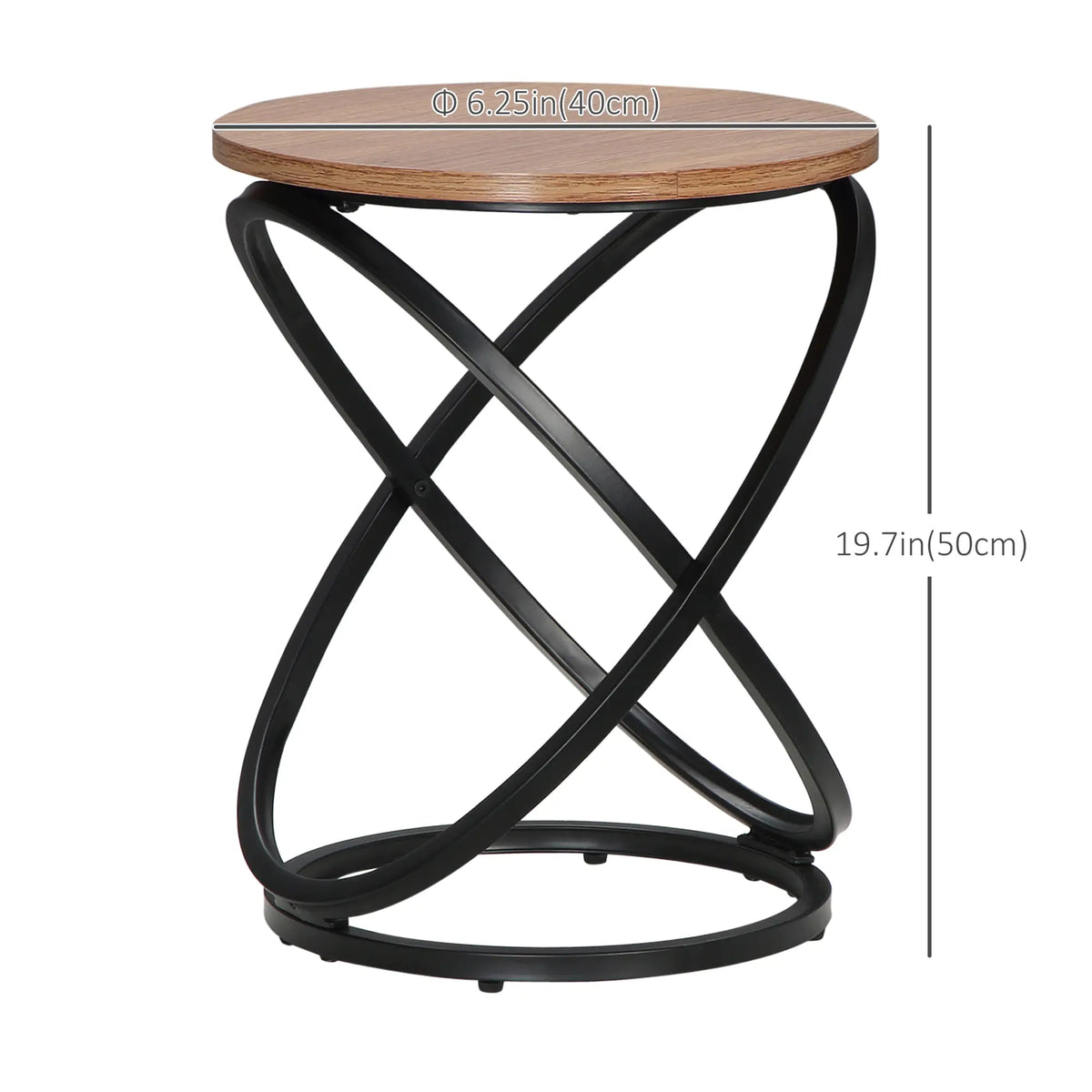 Industrial Round End Table, Steel Frame, 15.7"x15.7"x19.7", Light Brown Coffee Tables at Gallery Canada