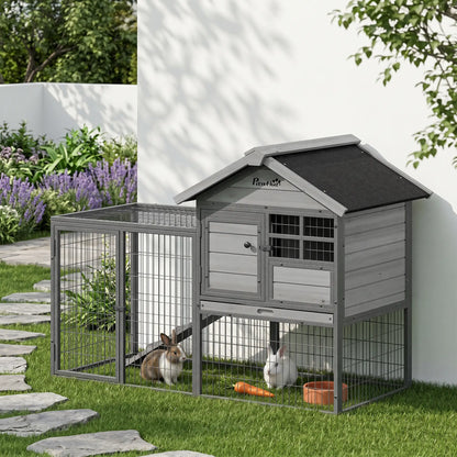 48"L Large Wooden Rabbit Hutch Outdoor, Grey Rabbit Hutch at Gallery Canada