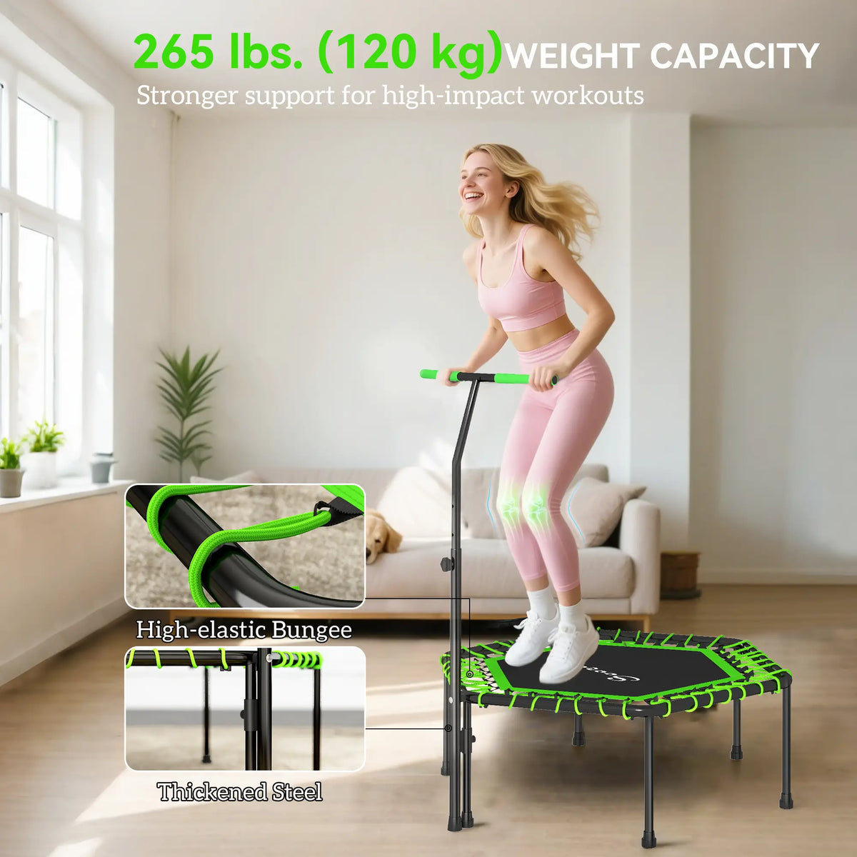 45" Rebounder Trampoline for Adults, Mini Fitness Trampoline with Adjustable Handle Trampolines at Gallery Canada