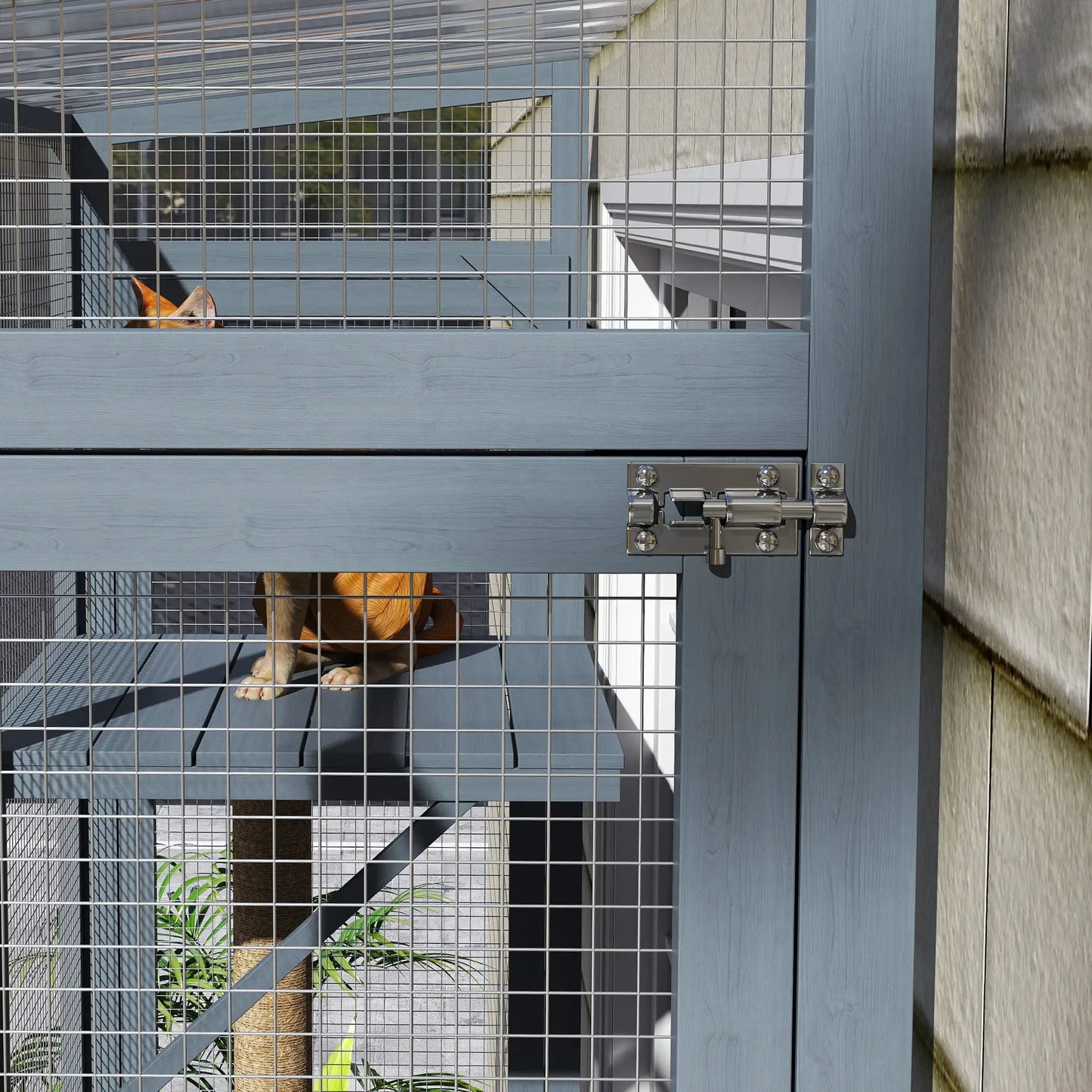 Wooden Catio Outdoor Enclosure, Large Size, Grey Outdoor Cat Enclosures at Gallery Canada