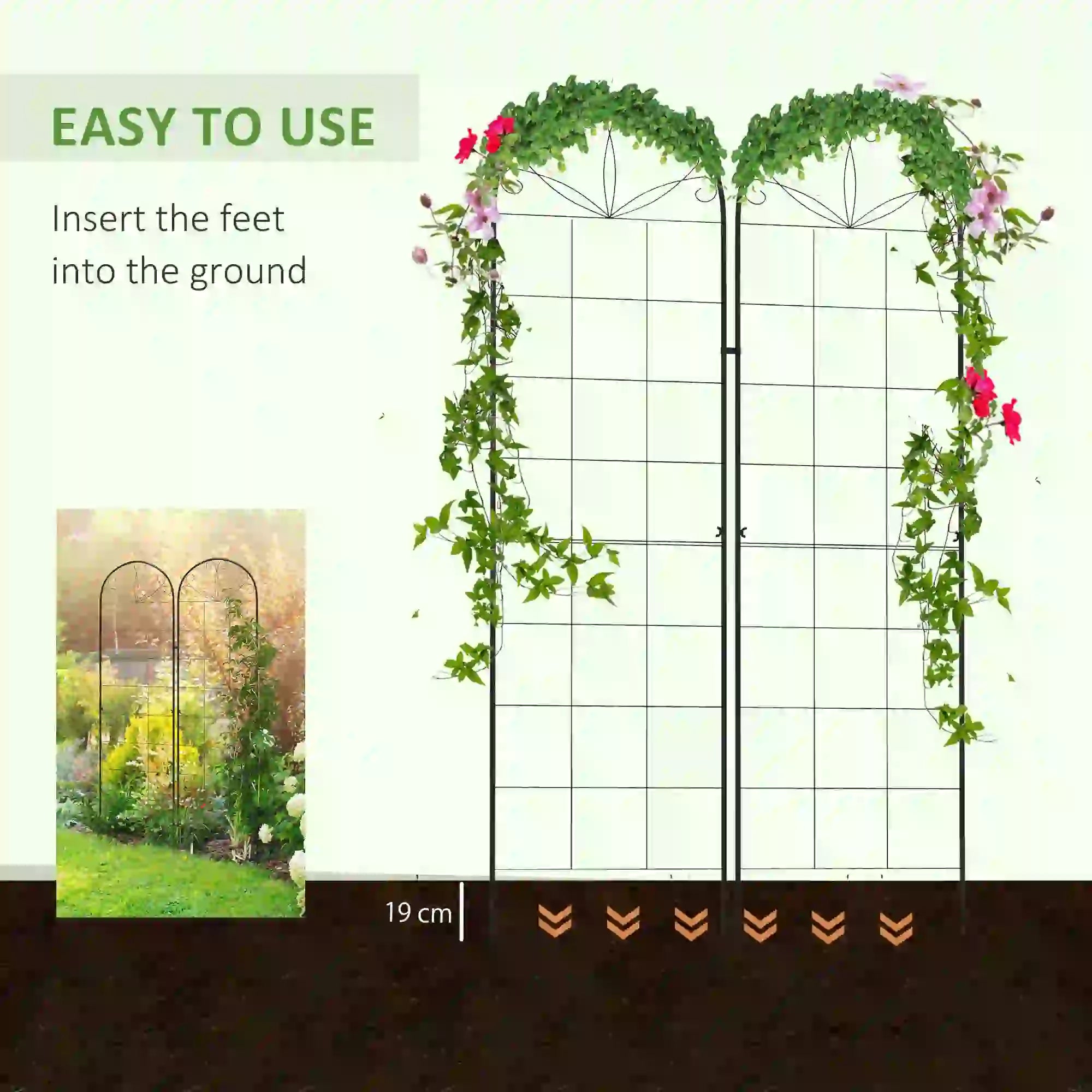 2 Pcs Metal Garden Trellis, Outdoor Plant Support for Climbing Plants Plant Stands at Gallery Canada