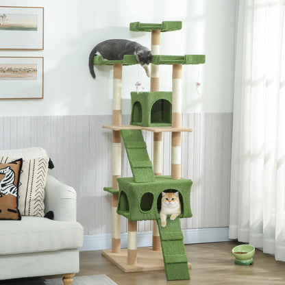 68-Inch Cat Scratching Tree, Multi-Level Activity Center, Green Multi-Level Cat Towers at Gallery Canada
