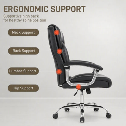Big and Tall Office Chair 400 lbs, PU Leather, High Back, Black Executive & Manager Chairs at Gallery Canada