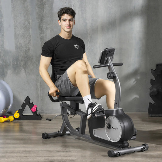 Exercise Bike, 8-Level Magnetic Resistance, LCD Display, Adjustable Seat Exercise & Stationary Bikes Grey at Gallery Canada