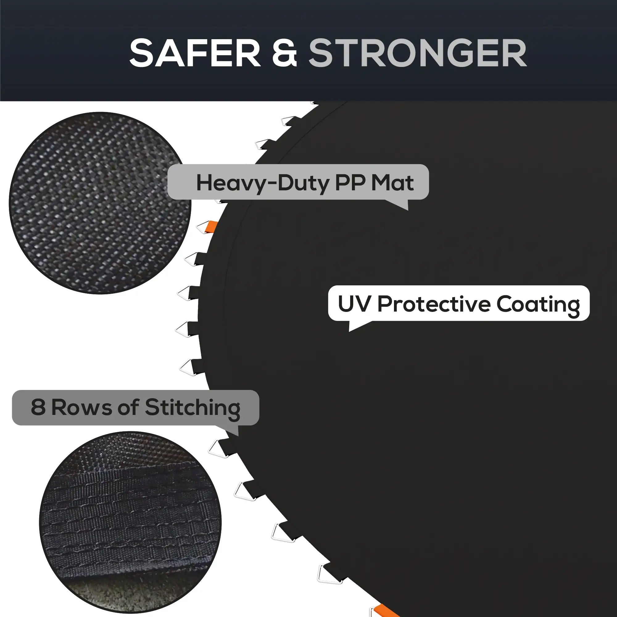 Trampoline Mat Replacement, 12ft, with Spring Pull Tool, 72 V-Hooks, Black Trampolines at Gallery Canada