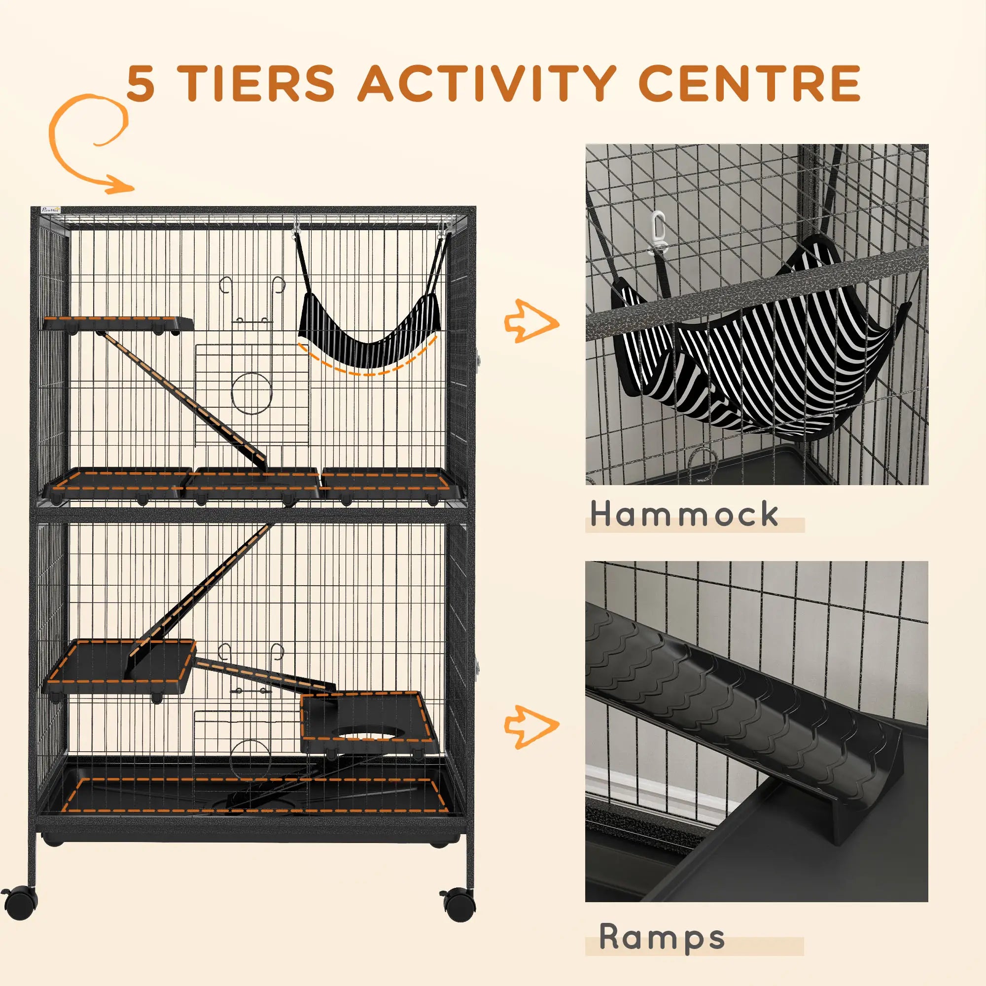 5-Tier Rolling Small Animal Cage, Guinea Pig Cage, Ferret Cage, Grey Houses & Habitats at Gallery Canada