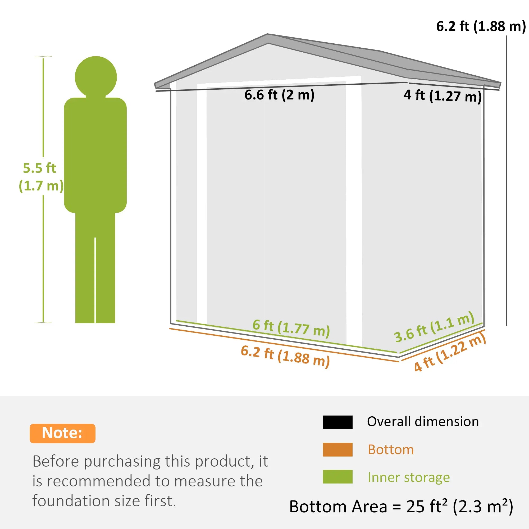 6.5' x 4' Metal Outdoor Storage Shed, Lockable Doors, 4 Vents, Dark Grey Sheds at Gallery Canada