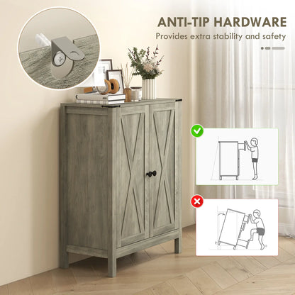 Shoe Cabinet With Barn Doors, Adjustable Shelves, Holds 15 Pairs, Grey Shoe Storage Cabinets & Racks at Gallery Canada
