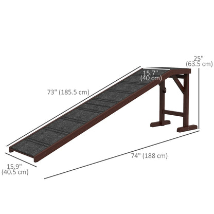 Pet Ramp Bed Steps, Non-Slip Carpet Top, Pine Wood, 74"L x 16"W x 25"H, Brown Dog Stairs at Gallery Canada