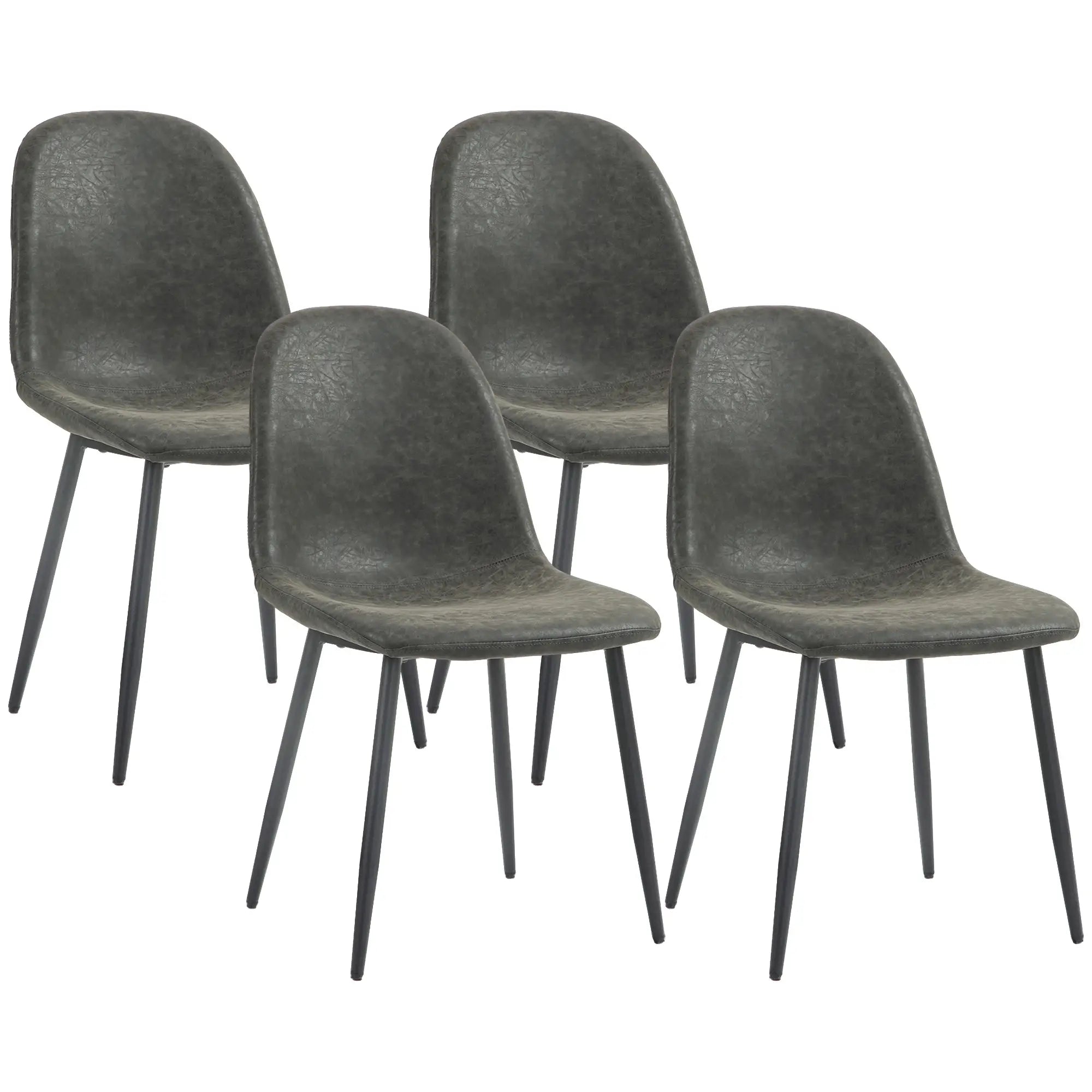 Retro Dining Table Chairs Set of 4, PU Leather Upholstered Bar Stools at Gallery Canada
