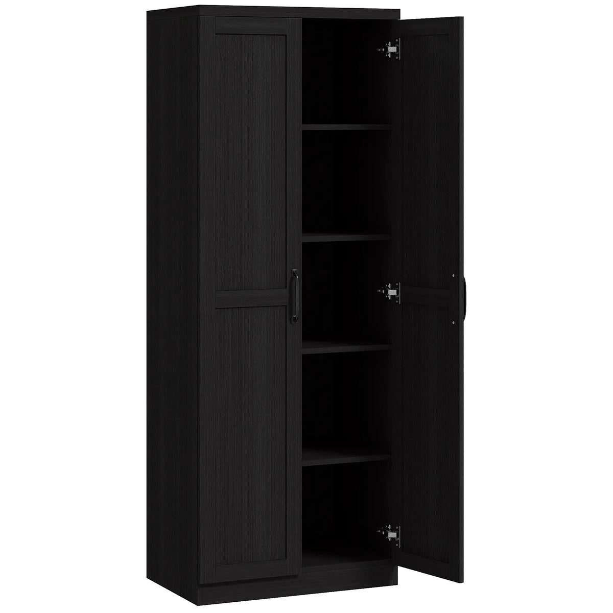 63" Kitchen Storage Cabinet, 5-Tier Pantry with Doors, Adjustable Shelves, Black Kitchen Pantry Cabinets at Gallery Canada
