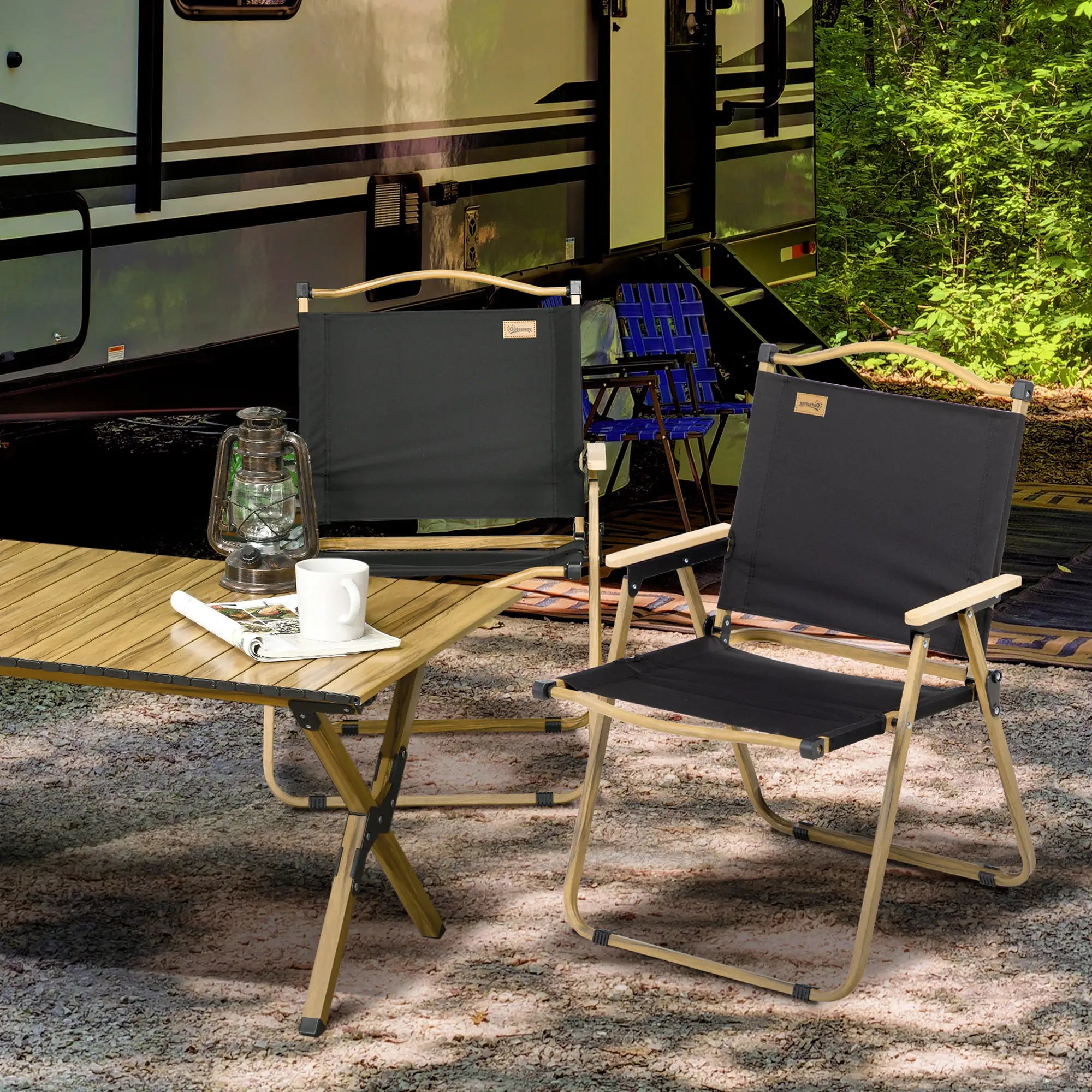 Set Of 2 Folding Camping Chairs Portable, Black Picnic Tables & Camping Chairs at Gallery Canada