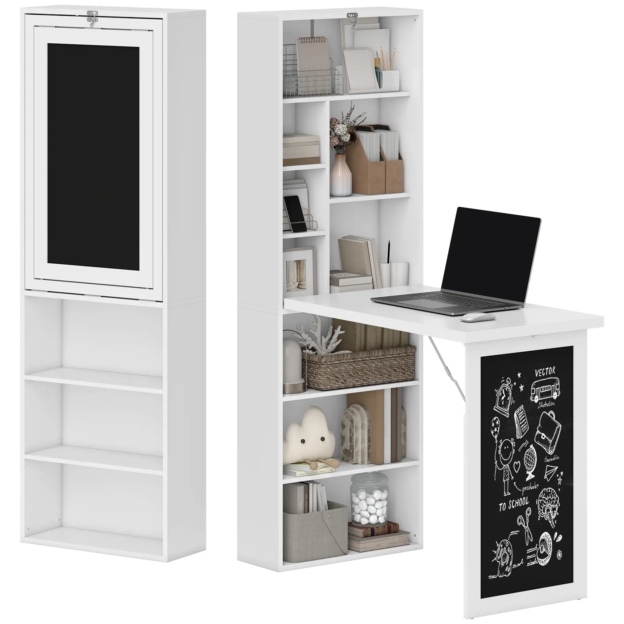 Fold-Out Convertible Office Desk, Wall Mount, White Computer Desks White at Gallery Canada
