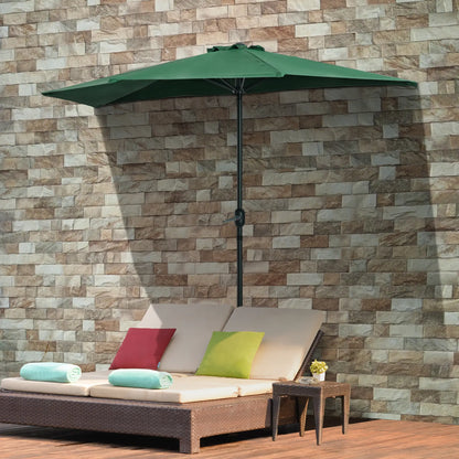 9.8ft Half Umbrella, Semi Round Patio Parasol, Crank Handle, Top Vent, Green Half Round Umbrellas at Gallery Canada
