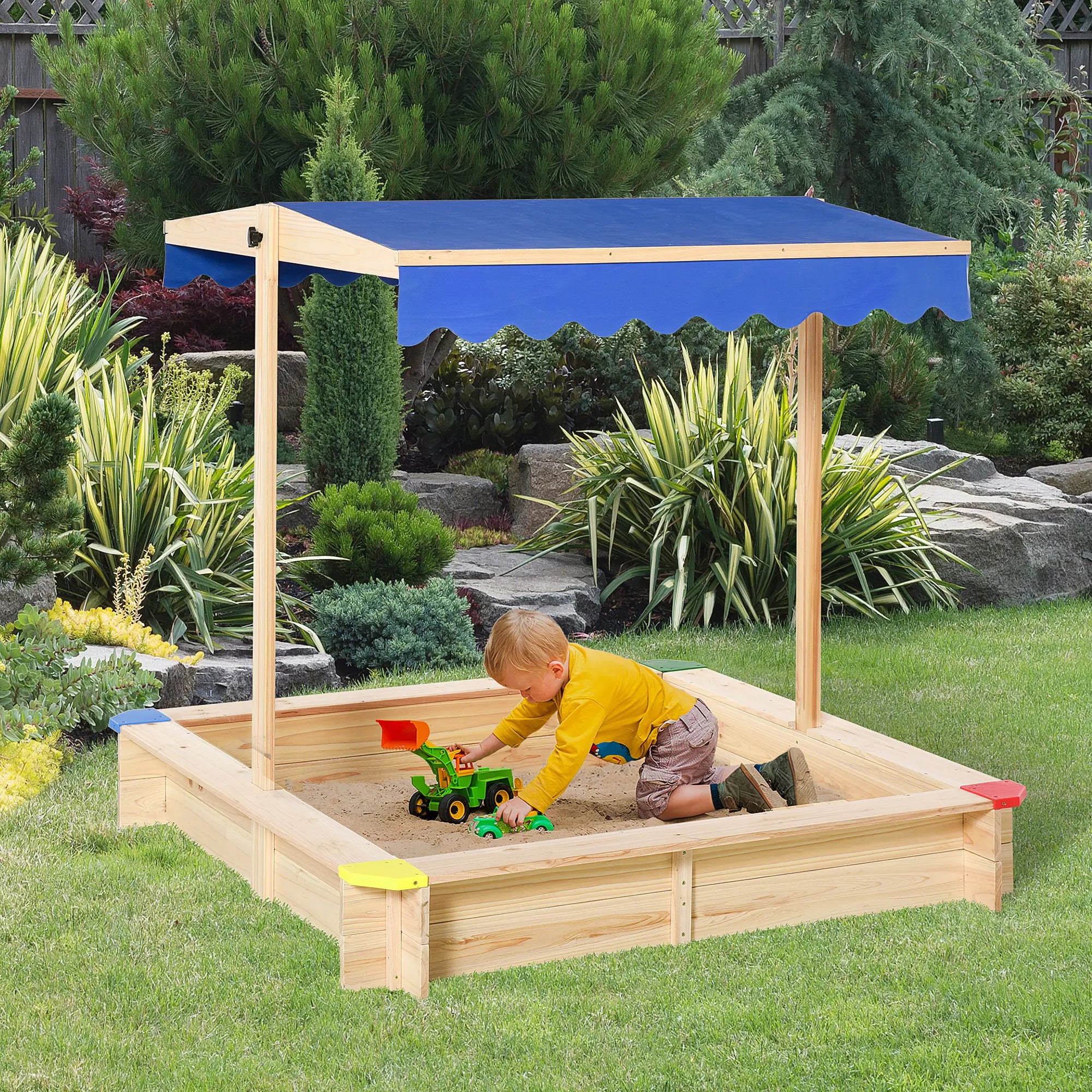Kids Wooden Sandbox With Cover, 47
