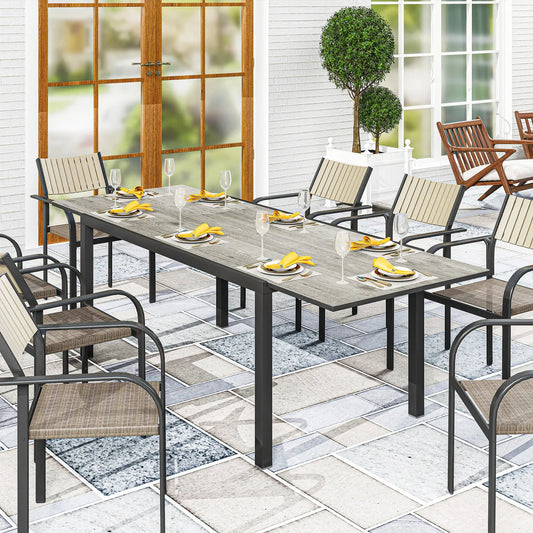 63"-94.5" Extendable Patio Dining Table, Outdoor Dining Table, Steel Frame, Grey Patio Dining Tables Grey at Gallery Canada