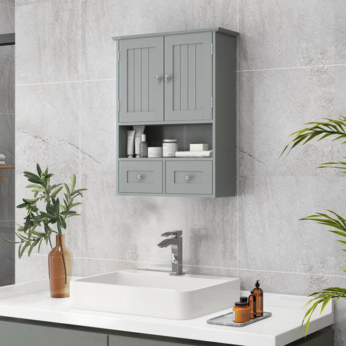 Bathroom Wall Cabinet, Medicine Cabinet, Over Toilet Storage, Grey
