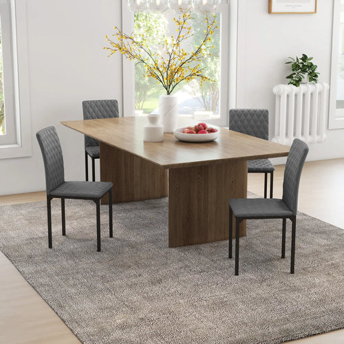 Modern Dining Chairs Set of 4, Tufted High Back, Upholstered Seat, Steel Legs